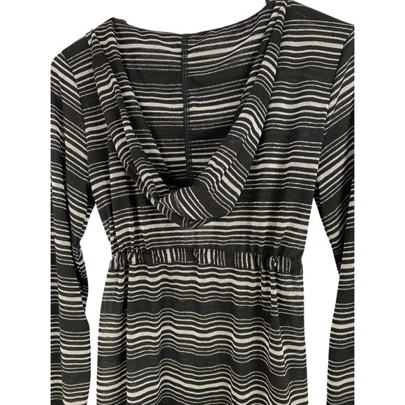 Hooded Black & Silver Swim Cover-Up Drawstring Waist Metallic Size M RAA10424 - Picture 4 of 10